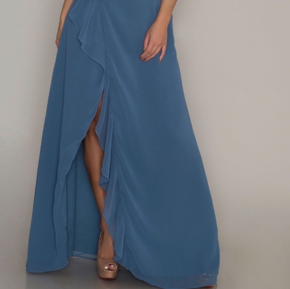 Last M•Ruffle Surplice Maxi Dress - Azure - Picture 2 of 3